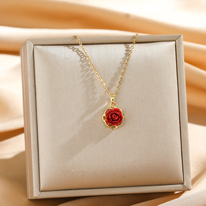 Nuevo Producto, Collar Elegante y Sencillo con Rosa Roja para Mujer, Cadena para Clavícula Romántica Francesa para el Día de San Valentín - Product Image 3