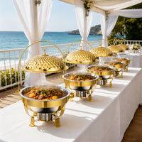 Chauffe-plat FLEY avec support surélevé, réchaud à alcool et couvercle décoratif en dôme pour les tables de restauration