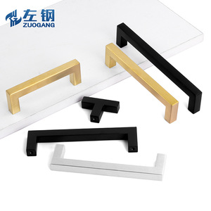 Left Steel Stainless Steel Cabinet Handles Bar Shape Black Gold Minimalist Furniture <b>Drawer</b> Wardrobe Door Hardware - Product Image 1