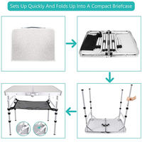 Table pliante d'extérieur légère et portable en aluminium, réglable en hauteur, pour le camping, le pique-nique et le rangement