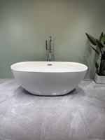 Baignoire autoportante moderne en acrylique, forme œuf, blanc brillant, ovale, pour hôtel et salle de bain à domicile