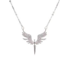 Argent Titane Acier Ensemble de Bijoux Vente Chaude Ange Gardien Ailes Ensemble Collier Boucles D'oreilles Anneau De Couleur Diamant Non fading - Product Image 2