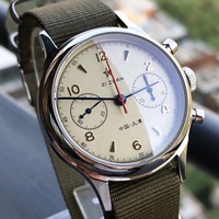 Montre Chronographe Mécanique Mouette 1963 d'Aviateur, Dôme Saphir en Acier de Haute Qualité, Mouvement à Remontage Manuel 1901, Disponible (RTS)
