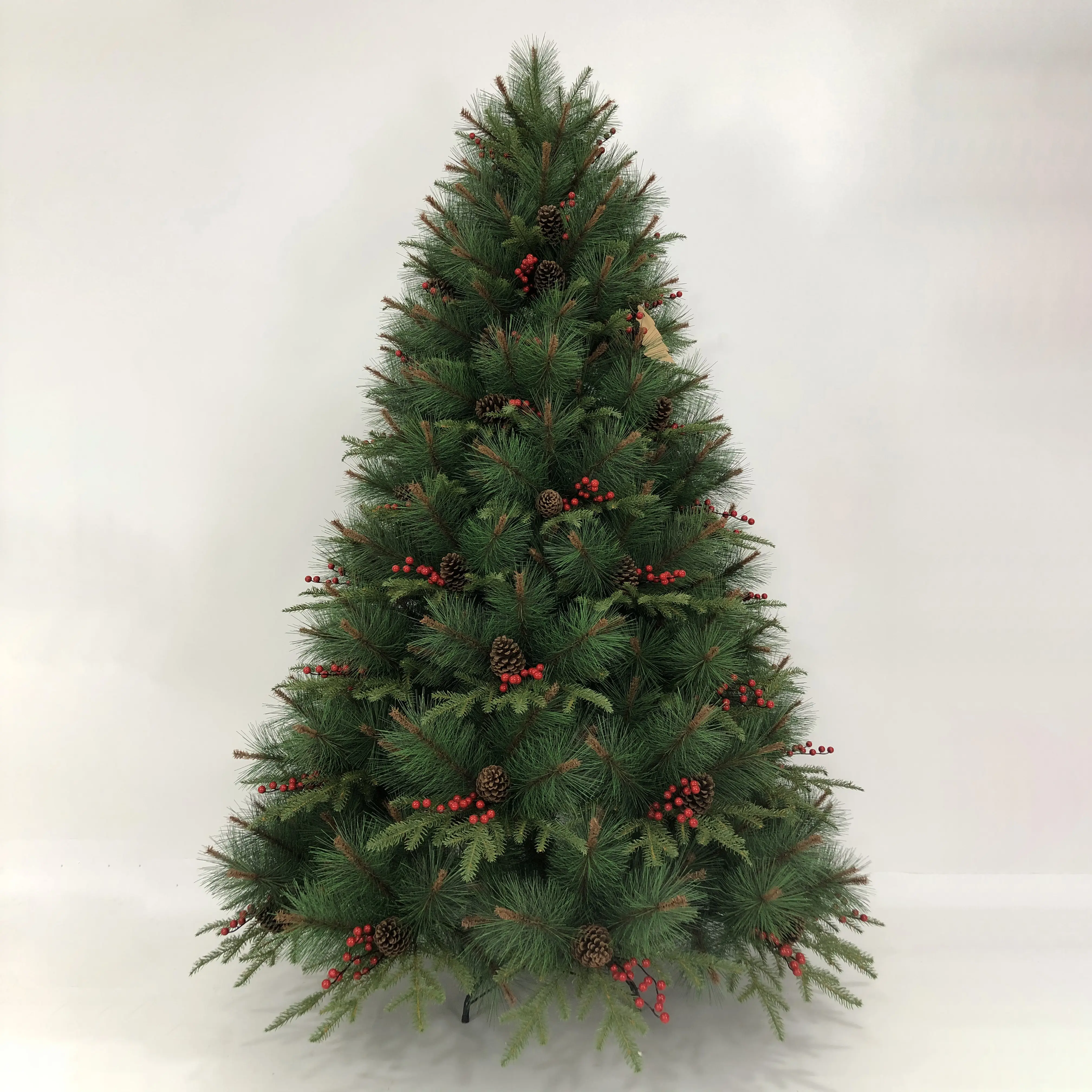 Custom PVC pine needle Artificial Christmas tree arbol de navidad with pine cone   red berry