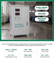 Stabilisateur de tension triphasé 50 KVA, stabilisation de tension précise, type servo avec affichage numérique LED