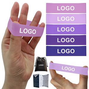 Juego de 5 bandas de resistencia de látex natural, bandas de ejercicio de resistencia ligera en color degradado morado para todas las edades, ecológicas - Product Image 2