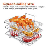 Grille de friteuse à air en acier inoxydable 304, double panier et grille de cuisson multicouche avec grille à pain, accessoires pour plats et casseroles de cuisson