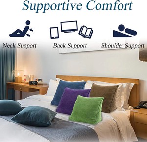 <span class=keywords><strong>Coussin</strong></span> de soutien lombaire en forme de <span class=keywords><strong>cale</strong></span> - Oreiller lombaire en velours côtelé pour le repos au lit et la vision de la télévision - Product Image 3