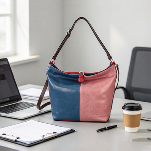 Sac à bandoulière bicolore pour femmes, sac à bandoulière réglable avec fermeture à glissière, sac à bandoulière souple pour femmes pour le quotidien - Product Image 1