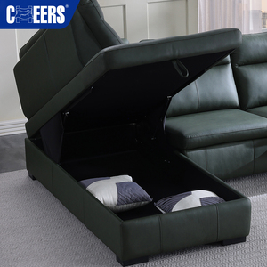 <span class=keywords><strong>MANWAH</strong></span> - Sofá Esquinero Chesterfield de Cuero Genuino Verde de Lujo, con Reclinación Eléctrica y Almacenamiento, Estructura Metálica, Gran Venta en Europa - Product Image 3