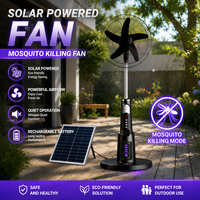 Ventilateur solaire 18 pouces avec panneau 16V, batterie 18000mAh, contrôle 6 vitesses, sortie USB, veilleuse et répulsif anti-moustiques – Direct Usine