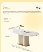 Ensemble de table à manger de style crème, table à manger ovale blanche minimaliste moderne, chaises intégrées, petit mobilier de salle à manger pour la maison