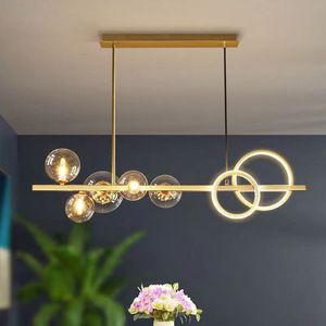 <span class=keywords><strong>Lustre</strong></span> de restaurant nordique moderne et minimaliste noir/doré 95 cm, suspension LED en verre en forme de haricot pour salons et salles à manger - Product Image 4