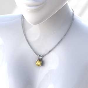 Solitaire Pendant 1CT to 4CT Round Fancy Yellow Lab Grown Diamond Pendant Yellow Moissanite Pendant Bunny Ear Bale Wedding G - Product Image 5