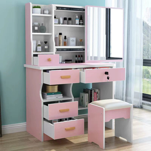 Meuble de maison, coiffeuse au design simple avec petit tabouret, coiffeuse de maquillage bon marché, <span class=keywords><strong>commode</strong></span> <span class=keywords><strong>blanche</strong></span> pour chambre à coucher avec miroir pour filles - Product Image 4