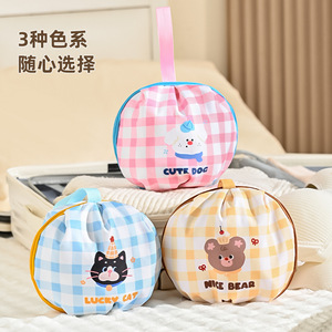 Cute Dog Lucky Cat Nice Bear Round Underwear Storage Bag 1-3L Polyester Lightweight Travel Organizer For Bras Panties Socks - Product Image 1