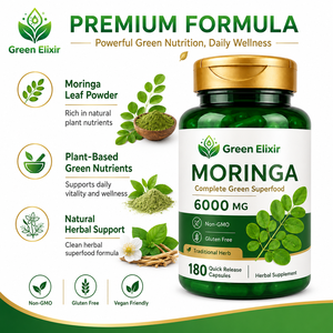 Élixir Vert <span class=keywords><strong>Moringa</strong></span> 180 Capsules - Sans OGM, Sans Gluten, Compléments Antioxydants 1-2 par Jour pour Adultes (à l'exception des Femmes Enceintes) - Product Image 5