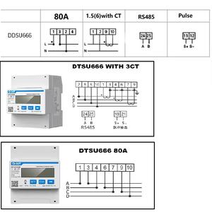 <span class=keywords><strong>DDSU666</strong></span> DTSU666 monophasé Rail DIN Modbus RS485 bidirectionnel intelligent énergie puissance KWH compteur de courant électrique wattmètre - Product Image 6