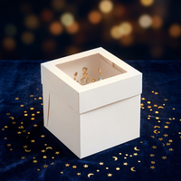 Boîte à gâteau portable en carton blanc de 8 pouces avec grande fenêtre, emballage minimaliste pour pâtisserie, idéale pour la pâtisserie maison DIY