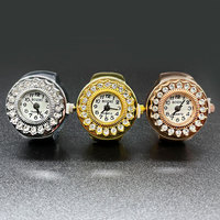 Montre Bague Digitale Minimaliste Fleur de Soleil Strass Diamants Mini Argentée pour Doigt – Idée Cadeau