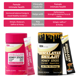 Bâtonnets de miel au Shilajit très demandés pour femmes, saveur fraise, Shilajit pur de l'Himalaya avec safran pour l'équilibre hormonal - Product Image 4