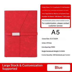 Carnet A5 en cuir PU à couverture rigide, reliure cousue, personnalisable, trois volets, pour l'école, le bureau, avec logo personnalisé, fermeture magnétique, directement de l'usine - Product Image 4