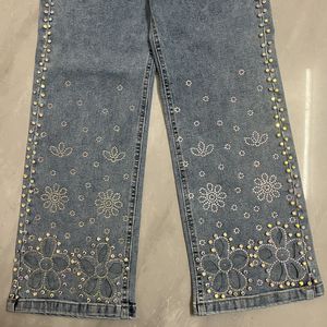 Conjunto de <span class=keywords><strong>Vaquero</strong></span> para Adolescentes, <span class=keywords><strong>Chaleco</strong></span> Calado con Cuentas + Pantalones Anchos, Conjunto de Dos Piezas a la Moda para Niñas - Product Image 4