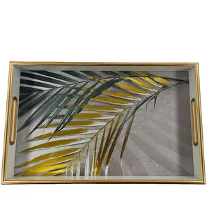 Tray with leaf pattern Beautifully designed for home and office use rectangular plastic tray