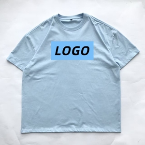 T-shirts surdimensionnés pour hommes en coton 100% avec broderie personnalisée de haute qualité, impression unie, col rond - Product Image 1