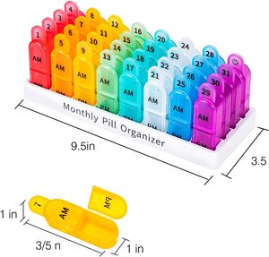 Organizador de Pastillas Mensual Daviky, Caja de Medicamentos Libre de BPA para Vitaminas y Suplementos, 30 Días, AM/PM, Dos Vez Diario - Product Image 2