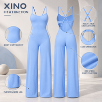 Combinaison de yoga à jambes larges pour femme, dos croisé à bretelles, tenue d'entraînement une pièce, fabrication sur mesure, marque privée, OEM, ODM