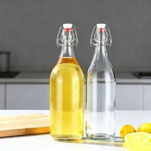 Bouteille en verre ronde haute et étroite pour vin et tequila DIY, avec <span class=keywords><strong>bouchon</strong></span> métallique, 750 ml, 1 L, blanc, rouge, à bas prix - Product Image 2