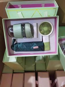 Luxury Summer 3 in 1 Corporate <b>Gift</b> Set Handheld Fan UPF50+ Folding Umbrella Glass Water Cup Custom Logo Bulk Wholesale - Product Image 3
