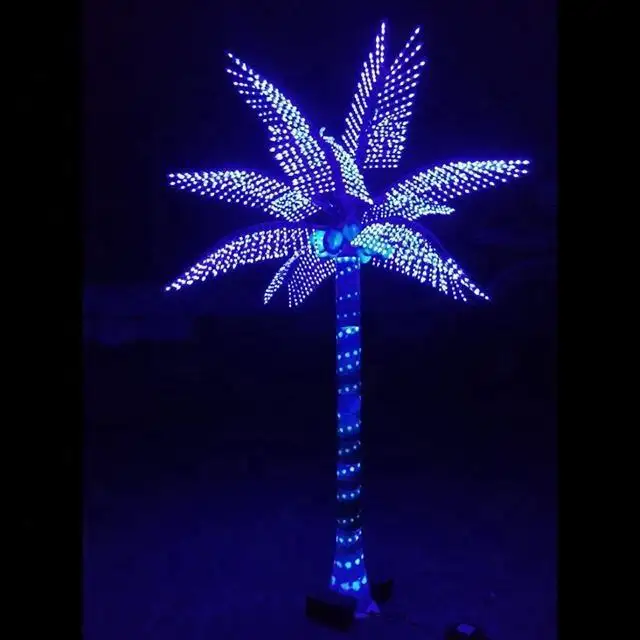 Guangdong China Holiday Outdoor Palm Tree Decor Artificial LED Coconut Tree Light with Warm White Yellow Green Emitting Colors