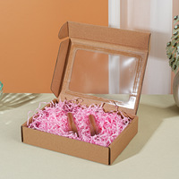 Boîtes en carton kraft pliables avec fenêtre transparente personnalisées, revêtement UV, gaufrage, carton ondulé mat, emballage cosmétique, boîte cadeau