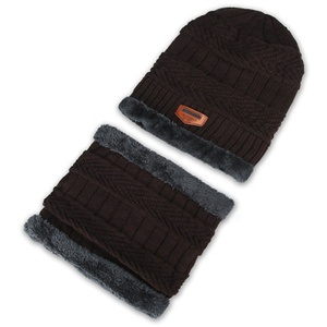 <span class=keywords><strong>MIO</strong></span> Gorro de punto de invierno para hombre y conjunto de protección para el cuello actividad al aire libre grueso cálido gorro de punto a prueba de viento piel dentro de la bufanda conjunto de sombrero - Product Image 1
