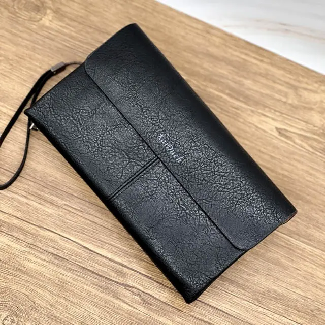 2022 Newest Fashion Casual Big Capacity Men Bags High Quality PU leather clutch bag for men Flip Handbag with Wrist strap