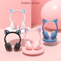 Audífonos Inalámbricos con Orejas de Gato STN26, Luz Intermitente, Micrófono, LED, Regalo para Niñas, Casco de Música Estéreo, Audífonos Bluetooth con Diseño de Gatito