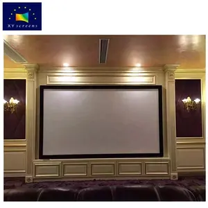 XY Screen UHD gray PVC fabric flat fixed frame home cinema wall mounted projector screen Low budget ALR grey projection screen