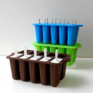 Moules à glace en silicone de qualité alimentaire à 10 cavités pour la fabrication de bâtonnets glacés, réutilisables, écologiques, outils pour faire de la glace maison - Product Image 3