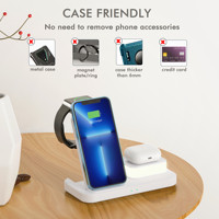 Station de charge sans fil 4 en 1, charge rapide 15W, support de charge pliable avec veilleuse pour iPhone, iWatch et écouteurs