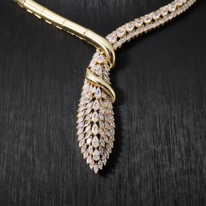 Conjunto de Joyería de Boda para Mujer con Circonia de Alto Brillo, Chapado en Oro, Estilo Dubái Africano, Collar de Novia - Product Image 2