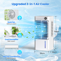 Ventilador de Enfriamiento Remoto Super Grande de 5L 90 °   Ventilador Oscilante con Temporizador de 1 a 24 Horas, 3 Velocidades, 70W, LED, con Ruedas Universales