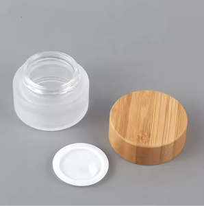 5g 10g 20g 30g 50g 100g Cosmetic Frosted Glass Cream <b>Jar</b> Eco-friendly <b>Wooden</b> Cap <b>Bamboo</b> Lid Skin Care Cream Packaging Container - Product Image 2