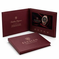 Porte-documents vidéo rigide bordeaux avec écran intégré pour la promotion de montres et de bijoux et les présentations aux clients