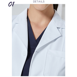 Camici bianchi professionali ospedalieri <span class=keywords><strong>medici</strong></span> e farmacisti uniformi cappotti <span class=keywords><strong>medici</strong></span> manica corta lunga camici da laboratorio donna resistenti - Product Image 6