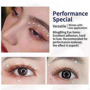 อายไลเนอร์ประดับเพชรพลอย อายไลเนอร์สำหรับเทศกาล ตกแต่งใบหน้า บินดี ประดับเพชรพลอย กลิตเตอร์ติดตัว สติ๊กเกอร์คริสตัลสำหรับผู้หญิงและเด็ก แต่งหน้า - Product Image 3