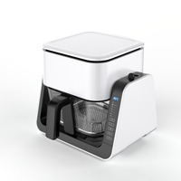 Friteuse à air électrique multifonctionnelle 4L en plastique et verre, protection environnementale, rotation à 180°, commande tactile, compatible application, pour maison et camping-car