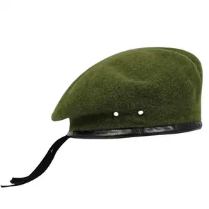 Berets Wholesale Green Color Navy Blue Custom Logo Hat Breathable 100 Wool Green French Hat Beret For Men