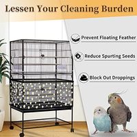 Housse de cage à oiseaux réglable de luxe en maille de nylon, filet de récupération de graines solide et souple, jupe de protection pour perroquets et ara, pliable, facile à ranger, avec bac à eau